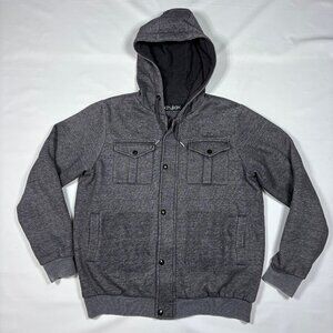 Acrylick Gray Hooded Jacket Y2K Urban Hip Hop Soul Art DJ Street Wear Mens Med